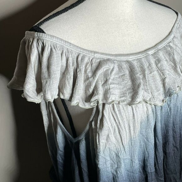 Free People Cora Lee Ombre Nightfall Combo Off The Shoulder Blouse NWT Size S - Picture 6 of 9